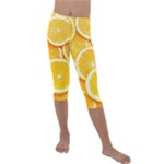 Oranges, Orange, Fruits Kids  Lightweight Velour Capri Leggings 