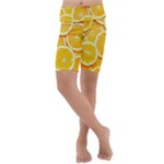 Oranges, Orange, Fruits Kids  Lightweight Velour Cropped Yoga Leggings