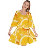 Oranges, Orange, Fruits Velour Kimono Dress