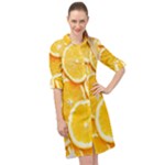 Oranges, Orange, Fruits Long Sleeve Mini Shirt Dress