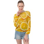 Oranges, Orange, Fruits Banded Bottom Chiffon Top