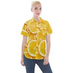 Oranges, Orange, Fruits Women s Short Sleeve Pocket Shirt