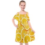 Oranges, Orange, Fruits Kids  Cut Out Shoulders Chiffon Dress