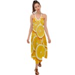 Oranges, Orange, Fruits Halter Tie Back Dress 