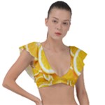 Oranges, Orange, Fruits Plunge Frill Sleeve Bikini Top