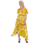 Oranges, Orange, Fruits Cross Front Sharkbite Hem Maxi Dress