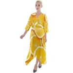 Oranges, Orange, Fruits Quarter Sleeve Wrap Front Maxi Dress