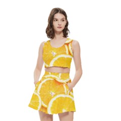 Oranges, Orange, Fruits Women s Crop Top Pleated Skater Rave Skirt from ArtsNow.com