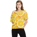 Oranges, Orange, Fruits One Shoulder Cut Out T-Shirt