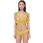 Oranges, Orange, Fruits Low Cut Ruffle Edge Bikini Set