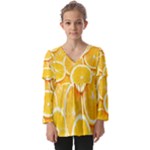 Oranges, Orange, Fruits Kids  V Neck Casual Top