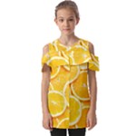 Oranges, Orange, Fruits Fold Over Open Sleeve Top