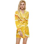 Oranges, Orange, Fruits Long Sleeve Satin Robe