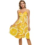 Oranges, Orange, Fruits Sleeveless Tie Front Chiffon Dress