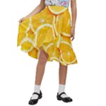 Oranges, Orange, Fruits Kids  Ruffle Flared Wrap Midi Skirt