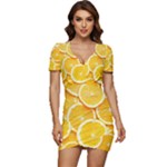 Oranges, Orange, Fruits Low Cut Cap Sleeve Mini Dress