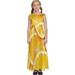 Oranges, Orange, Fruits Kids  Satin Sleeveless Maxi Dress