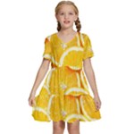 Oranges, Orange, Fruits Kids  Short Sleeve Tiered Mini Dress