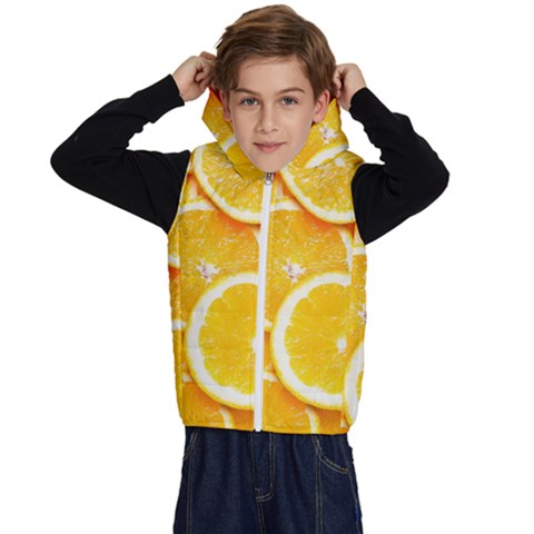 Oranges, Orange, Fruits Kids  Stylish Hooded Puffer Vest from ArtsNow.com