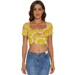 Oranges, Orange, Fruits Short Sleeve Square Neckline Crop Top 