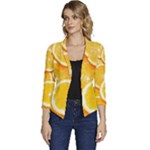 Oranges, Orange, Fruits Women s Casual 3/4 Sleeve Spring Jacket