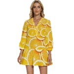 Oranges, Orange, Fruits V-Neck Placket Mini Dress