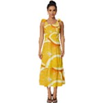 Oranges, Orange, Fruits Tie-Strap Tiered Midi Chiffon Dress