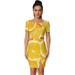 Oranges, Orange, Fruits Fitted Knot Split End Bodycon Dress