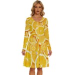 Oranges, Orange, Fruits Long Sleeve Dress With Pocket