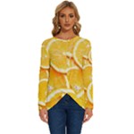 Oranges, Orange, Fruits Long Sleeve Crew Neck Pullover Top