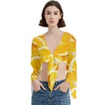 Oranges, Orange, Fruits Trumpet Sleeve Cropped Top