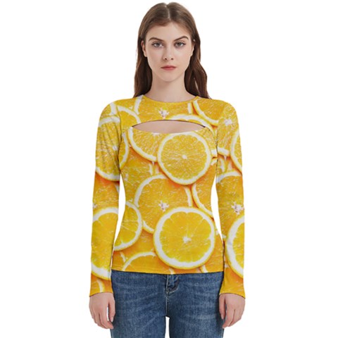 Oranges, Orange, Fruits Women s Cut Out Long Sleeve T