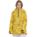 Oranges, Orange, Fruits Women s Pullover Zip Ski and Snowboard Waterproof Breathable Jacket