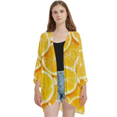 Open Front 3/4 Sleeve Batwing Chiffon Cardigan Kimono 