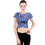 Patterns, Doodles, Pattern, Colorful Crew Neck Crop Top