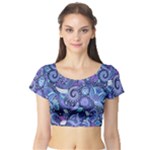 Patterns, Doodles, Pattern, Colorful Short Sleeve Crop Top