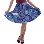 Patterns, Doodles, Pattern, Colorful A-line Skater Skirt