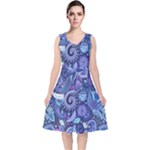 Patterns, Doodles, Pattern, Colorful V-Neck Midi Sleeveless Dress 