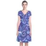 Patterns, Doodles, Pattern, Colorful Short Sleeve Front Wrap Dress