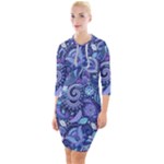 Patterns, Doodles, Pattern, Colorful Quarter Sleeve Hood Bodycon Dress