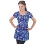 Patterns, Doodles, Pattern, Colorful Puff Sleeve Tunic Top