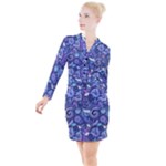 Patterns, Doodles, Pattern, Colorful Button Long Sleeve Dress