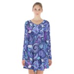 Patterns, Doodles, Pattern, Colorful Long Sleeve Velvet V-neck Dress