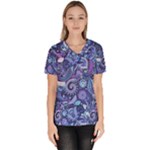 Patterns, Doodles, Pattern, Colorful Women s V-Neck Scrub Top