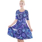 Patterns, Doodles, Pattern, Colorful Quarter Sleeve A-Line Dress