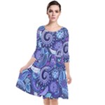 Patterns, Doodles, Pattern, Colorful Quarter Sleeve Waist Band Dress