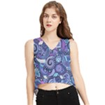 Patterns, Doodles, Pattern, Colorful V-Neck Cropped Tank Top