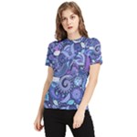 Patterns, Doodles, Pattern, Colorful Women s Short Sleeve Rash Guard