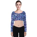 Patterns, Doodles, Pattern, Colorful Velvet Long Sleeve Crop Top