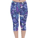 Patterns, Doodles, Pattern, Colorful Velvet Capri Leggings 